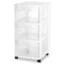 Sterilite 3 Drawer Cart White with Clear Drawers Adult